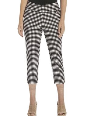 Rafaella Gingham Black Check Comfort Pull-on Stretch Capri Pants Size 14P